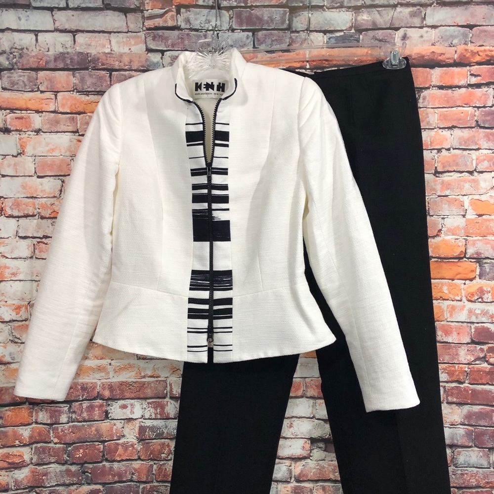 Black White Pant Suit - never hemmed